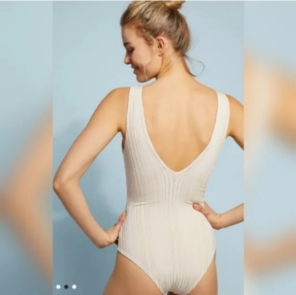 NEW TAVIK/REVOLVE Roan Slinky Ribbed One-Piece Swimsuit IN tapioca XS - Picture 5 of 16